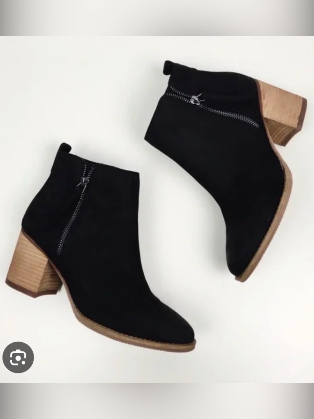 Blondo Waterproof Black Suede Ankle Booties Wood Heel Size 7.5